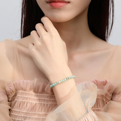MAIBAOTA Healing Crystal Bracelet for Women Men, 8/4 mm Natural Stone Beaded Bracelets, Jewelry Birthday Gifts, Round Gemstones Stretch Bracelets - color: Multi-Amazonite, size: 4 mm