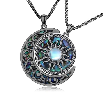 Yin Yang Necklaces for Women Men 925 Sterling Silver Pendant Necklace Yin Yang Jewelry for Women Men Couples - style: Sun Moon #2