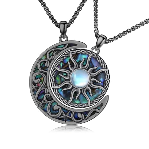 Yin Yang Necklaces for Women Men 925 Sterling Silver Pendant Necklace Yin Yang Jewelry for Women Men Couples - style: Sun Moon #2