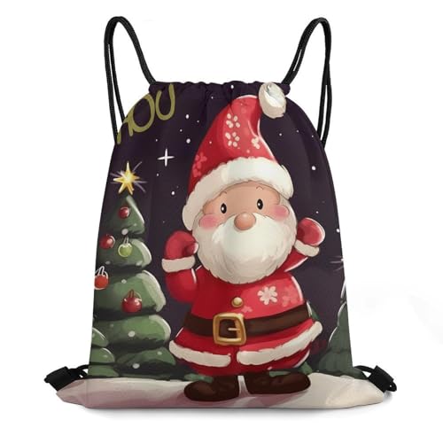 Merry Christmas Drawstring Backpack Travel Sports Drawstring Bags Portable Storage Gym Bag for Men Women, 35*42cm, Style-2 - color: Style-2