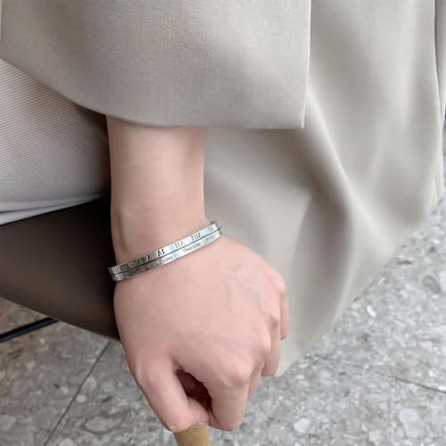 Handmade 925 Sterling Silver Bangle Bracelet Simple Silver/Gold Adjustable Cuff Bangles Durable Stainless Steel bracelet for Men &Women Daily Jewelry Gift for Anniversary Birthday Gift - color: Color 32