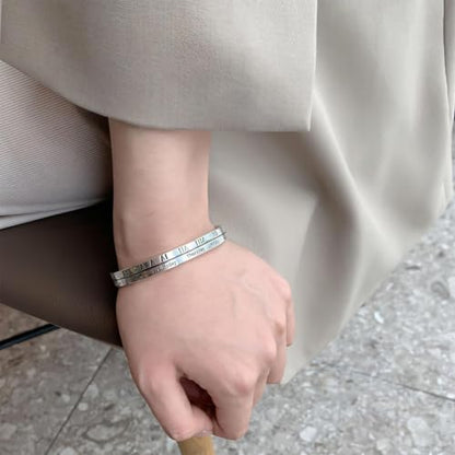 Handmade 925 Sterling Silver Bangle Bracelet Simple Silver/Gold Adjustable Cuff Bangles Durable Stainless Steel bracelet for Men &Women Daily Jewelry Gift for Anniversary Birthday Gift - color: Color 32