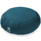 Zafu Meditation Cushion, 15" Round Buckwheat Yoga Pillow with Organic Cotton Cover - Teal