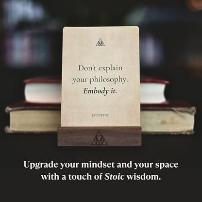 The Philosopher’s Deck - 52 Daily Stoic Motivational Cards with Display Stand and Journal Prompts Designed for Personal Growth, Gifts for Men and Women, Perfect Office Decor for Men