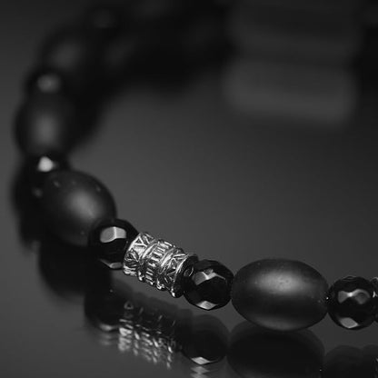 Tigranes Premium Natural Stone Bracelet Collection – Handmade Gemstone Jewelry in Luxury Branded Gift Box - style: Matte Onyx