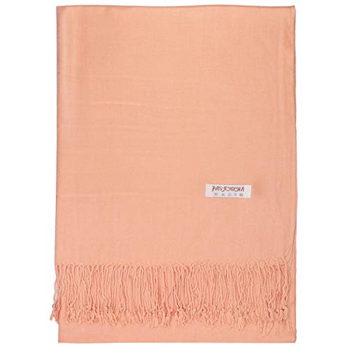 Falari Women's Soft Solid Color Pashmina Shawl Wrap Scarf, for Wedding, Bridesmaid Gifts, Evening Dress - color: Peach