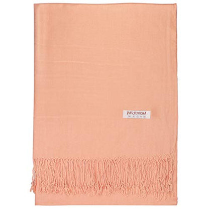 Falari Women's Soft Solid Color Pashmina Shawl Wrap Scarf, for Wedding, Bridesmaid Gifts, Evening Dress - color: Peach