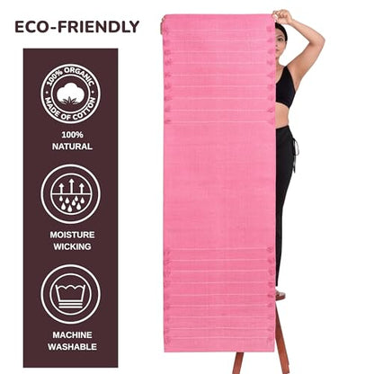Sivi Herbal Organic Cotton Yoga Mat - Eco-Friendly Hand-Woven Non-Slip Rug - Thick & Comfortable (24”x72”x5mm) for Home Fitness & Yoga - color: Hibiscus