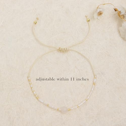 Healing Stone Colorful Beaded Bracelets for Women, Boho Adjustable Handmade Natural Stones Small Beads Friendship Outfit Accessories Jewelry Gift. - color: 0801D