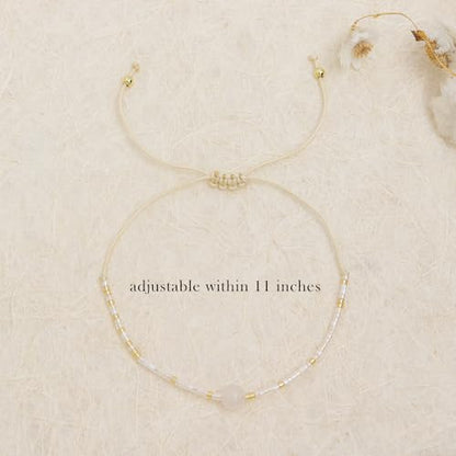 Healing Stone Colorful Beaded Bracelets for Women, Boho Adjustable Handmade Natural Stones Small Beads Friendship Outfit Accessories Jewelry Gift. - color: 0801D