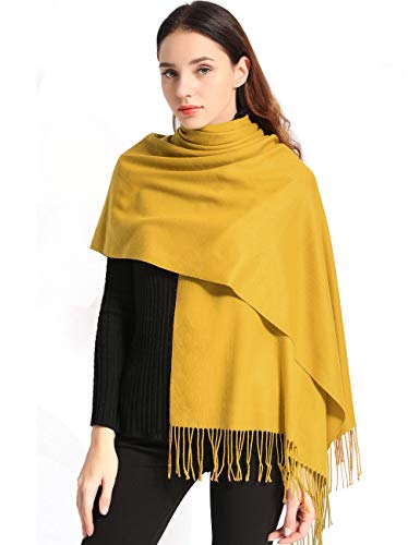 Pashmina Shawl Women Winter Scarf Warm Wedding Wraps Ladies Scarves for Evening Dresses - color: Yellow