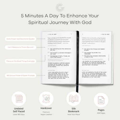 Gratitude Gifted Christian Prayer Journal - White with 5-Minute Guided Gratitude Journal - Brown for Men & Women
