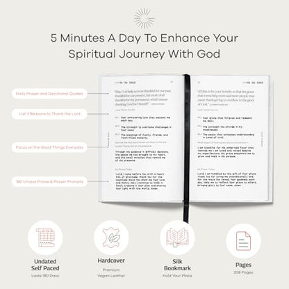 Gratitude Gifted Christian Prayer Journal - White with 5-Minute Guided Gratitude Journal - Brown for Men & Women