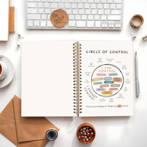 Circle of Control Mental Health Journal, Therapy Journal for Mental Health, Mental Health Counselor Gifts, Mental Health Journal for Women, Hardcover Spiral Notebook 5.5x8.3 Inch - color: Circle Of Control