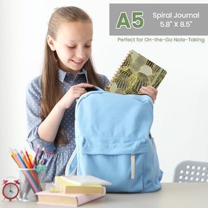 Lined Spiral Journal Notebook, A5 College Ruled Notebook for Journaling, Note-Taking, and Daily Planning, Durable Hardcover with an Elegant Design, Cactus - color: T.Cactus