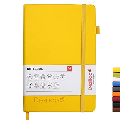 Lined Journal Notebooks with Pen Loop, Hardcover Notebook Journal for Work, 100Gsm Premium Thick Paper with Inner Pocket, Medium 5.7''''x8.4'''', ?Yellow, Ruled, 1 Pack - color: Yellow