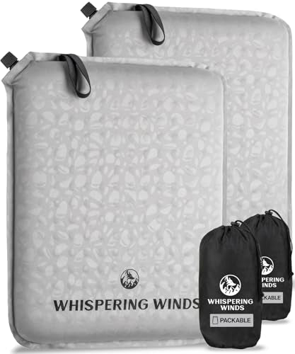 Whispering Winds Inflatable Seat Cushion - Comfortable Blow-up Foam Pad for Airplane, Travel, Stadium, Outdoors, Camping, Car & More - color: Gray - 2pack, size: Large