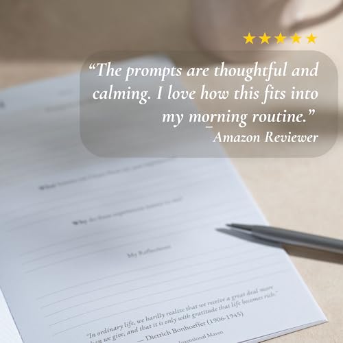 I Am Grateful — Weekly Gratitude Journal Set | 52 Prompt Cards, A5 Journal, Wooden Display Stand & Guided Audio | Mindfulness Gift for Women & Men