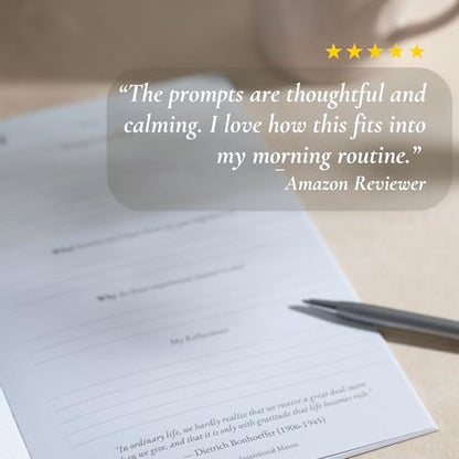 I Am Grateful — Weekly Gratitude Journal Set | 52 Prompt Cards, A5 Journal, Wooden Display Stand & Guided Audio | Mindfulness Gift for Women & Men