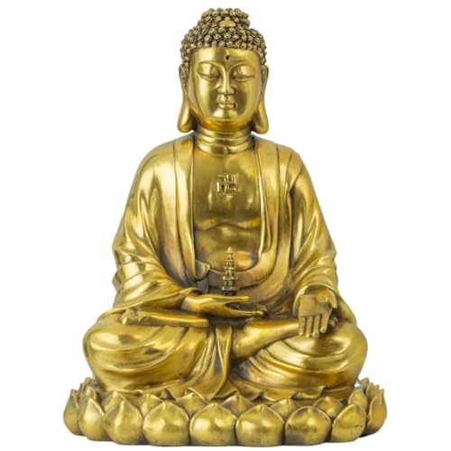 9.8" Handcrafted Brass Buddha Statue – Seated Meditating Buddha Zen Spiritual Sculpture for Home Decor, Spiritual Living Room Accent, Meditation Nook, Present for Mindfulness - color: Medicine Buddha