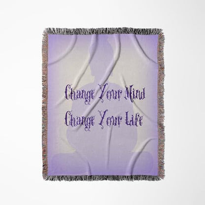 3dRose Meditation- Change Your Mind, Change Your Life- Inspirational Woven Blanket