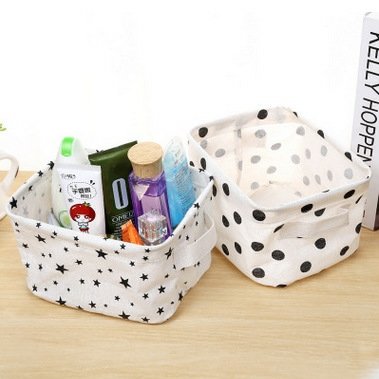 Storage Basket Bins – Foldable Canvas Home Organizers for Baby Toys, Makeup, Books, Keys (4 Pack, White & Black)