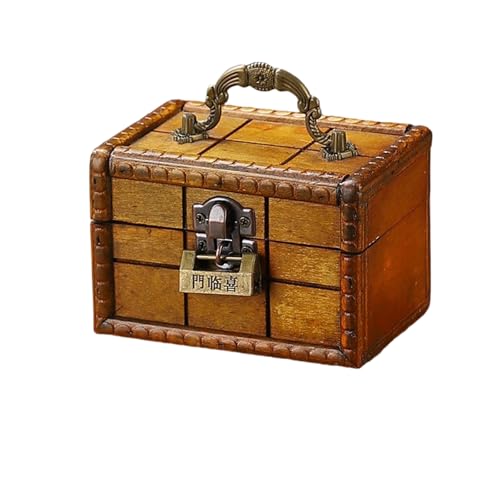 Vintage Wooden Storage Box Portable Handled Organizers Bucolic Wooden Keepsakes Box for Home Decors Jewelry Accessories - color: Brown.