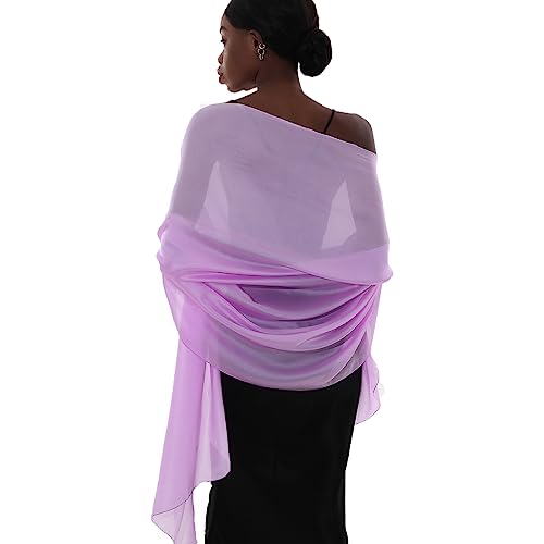 Womens Scarf Pashmina Shawls and Wraps for Evening Dresses Like Chiffon Silk Scarf for Bridal Wedding - color: Light Purple