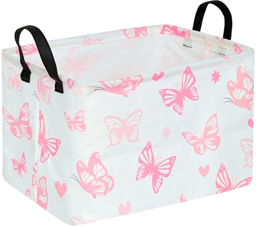 Storage Basket Home Shelf Basket Kids Organizer Box Clothes Laundry Hamper Nursery Bin Gift Laundry Basket with Handles for Home (Butterfly) - color: Butterfly