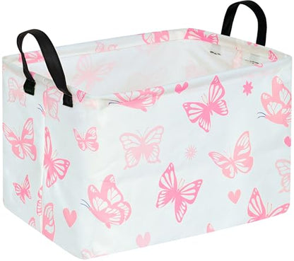 Storage Basket Home Shelf Basket Kids Organizer Box Clothes Laundry Hamper Nursery Bin Gift Laundry Basket with Handles for Home (Butterfly) - color: Butterfly