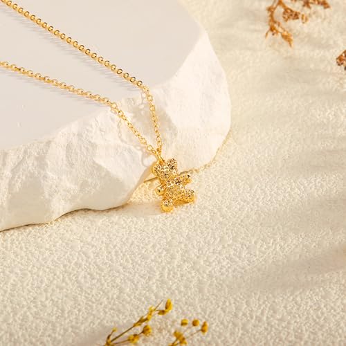 Golden Necklace for Women Virgin Mary Angel Butterfly Necklace Sister New Mom Friendship Necklace Birthday Christmas Gift - style: Bear