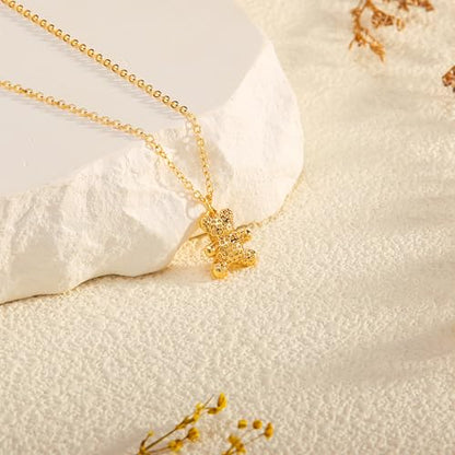 Golden Necklace for Women Virgin Mary Angel Butterfly Necklace Sister New Mom Friendship Necklace Birthday Christmas Gift - style: Bear