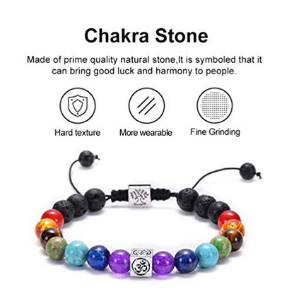 GelConnie Lava Rock Chakra Bracelet 7 Chakra 8mm Natural Stone Healing Bracelet Stress Relief Yoga Beads Anxiety Bracelet Aromatherapy Essential Oil Diffuser Bracelet Bangle - color: B-Tree