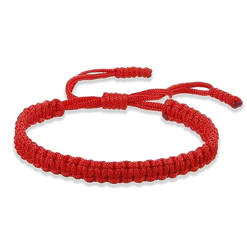 COLORFUL BLING Tibetan Buddhist Bracelets for Women Men Handmade Braided Rope String Lucky Protection Wristbands Prayer Family Couple Jewelry - color: red