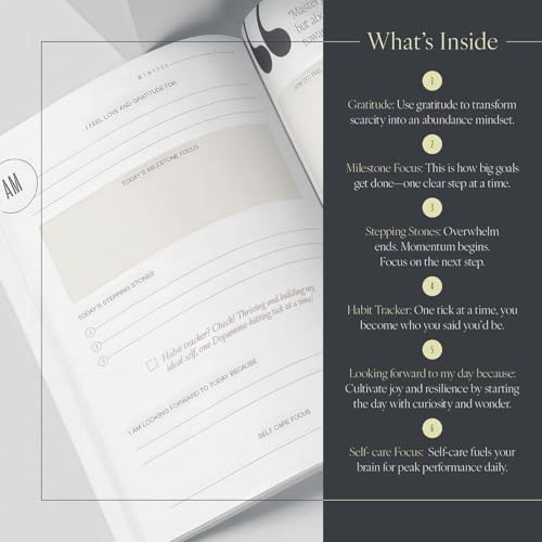90 Days Goal Mastery Journal – A Guided Goal Planner for Habit Tracking - Goals Journal for Personal Growth, Mindfulness & Transformation with Self Care Prompts, Daily Reflection & Gratitude Practice to Achieve Your Vision - color: Charcoal