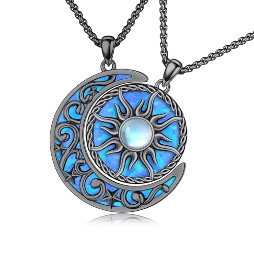 Yin Yang Necklaces for Women Men 925 Sterling Silver Pendant Necklace Yin Yang Jewelry for Women Men Couples - style: Sun Moon #8