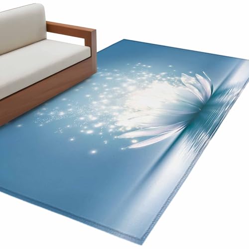 3x5ft Rectangle Rug,Meditation Lotus Flower Washable Area Rugs Non-Slip Accent Rug Asian Zen Spiritual Soft Circle Carpet for Living Room Bedroom Home Office Decor - size: 36x60in