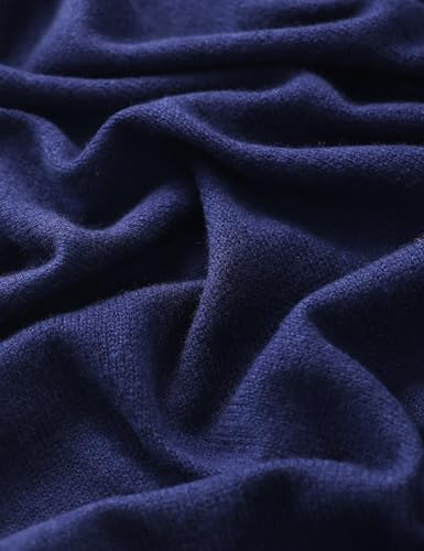 Soft Cashmere Blend Wrap Chic Scarf Stole for Women Wayfarer Travel Extra Large 87"x28" - color: Navy Blue