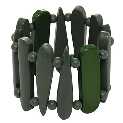 Coiris Wooden Bracelet Shaped Teardrop Bangle Strand Bracelet for Women Men(BR-1213-Olive)