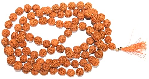 Natural Rudraksha Mala 108 Beads with Tassel & Matching Rudraksha Bracelet | Spiritual Prayer Meditation Japa Necklace for Yoga, Healing & Puja