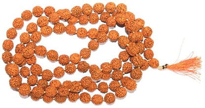 Natural Rudraksha Mala 108 Beads with Tassel & Matching Rudraksha Bracelet | Spiritual Prayer Meditation Japa Necklace for Yoga, Healing & Puja