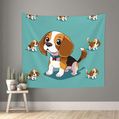 acvKGHW Cartoon Beagle Dog Printed Indoor Decorative Wall Tapestry 60x51in - Soft Polyester Decorative Blanket for Home & Dorm Decor - color: Cartoon Beagle Dog