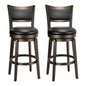 PrimeZone Swivel Bar Stools Set of 2, 26 Inch Counter Height Barstools, Black Faux Leather Bar Stool with High Backrest & Solid Wood Legs & Wrap-around Footrest, Counter Stools for Kitchen Island, Pub - size: 26" Counter Height