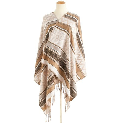 Paisley Pashmina Rave Shawl Scarf-Women's Reversible Ethnic Jacquard Pashmina Wraps for Travel - color: G#. White Grey Coffee