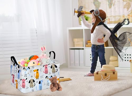 Rectangle Gift Storage Basket Home Shelf Storage Basket Organizer Box Clothes Laundry Hamper Nursery Basket Laundry Basket with Handles (Dog) - color: DOG