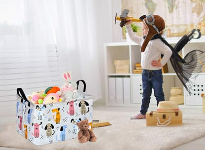 Rectangle Gift Storage Basket Home Shelf Storage Basket Organizer Box Clothes Laundry Hamper Nursery Basket Laundry Basket with Handles (Dog) - color: DOG