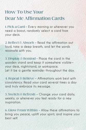 Dear Me Calmness Affirmation Cards – Uniquely Designed Mindfulness Deck with Wooden Stand – Positive Daily Affirmations for Stress Relief, Relaxation – Self Care Gift for Women & Men