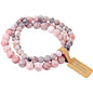 3Pcs Healing Crystal Turquoise Bracelets for Women Men 8mm 6mm 4mm Natural Stone Beaded Stretch Bracelet Jewelry Gifts for Women Girl - color: T5-Pink Zebra Jasper