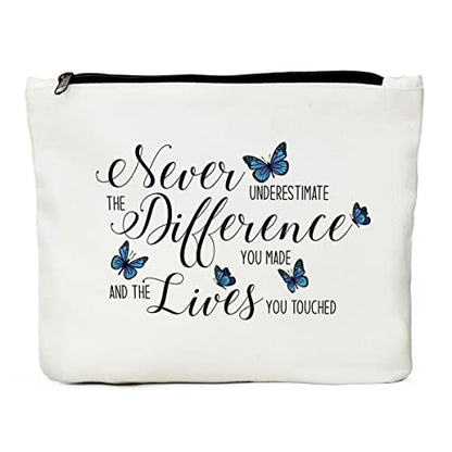 JIUWEIHU Inspirational Gifts Makeup Bag, Thank You Gift Cosmetic Bag, Travel Toiletry Bags Zipper Makeup Pouch, Christmas Friendship Graduation Birthday Gifts for Women Girls Sisters Friends - color: multi376