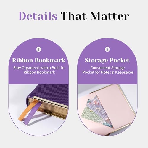 CAGIE Elegant Gold-Edged Journal for Women – Aesthetic Vegan Leather A5 Notebook, 256 Pages 100GSM Thick Paper Hardcover Diary, Gift Journals for Writing - color: Z-Purple